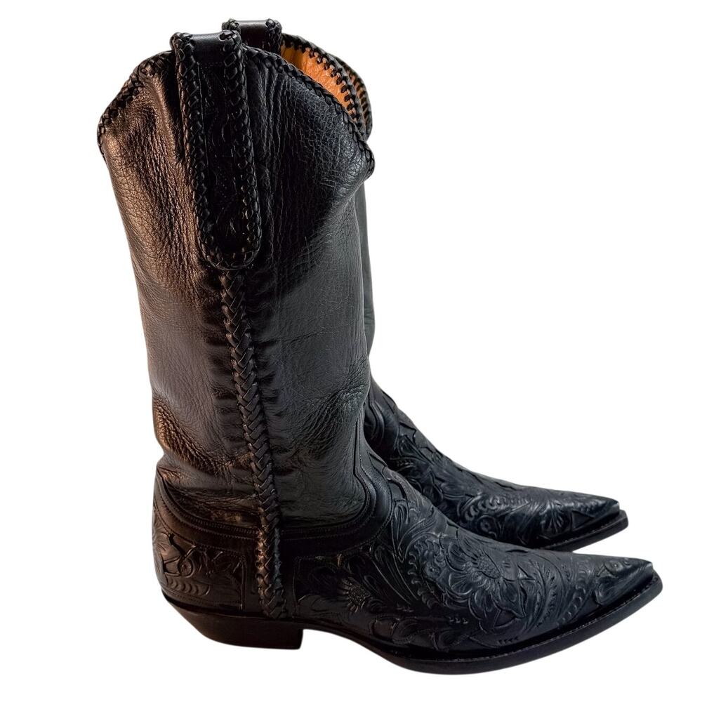 VTG Old Gringo x Boot Star Cowboy Boots Mens 10D Black Tooled Leather Western